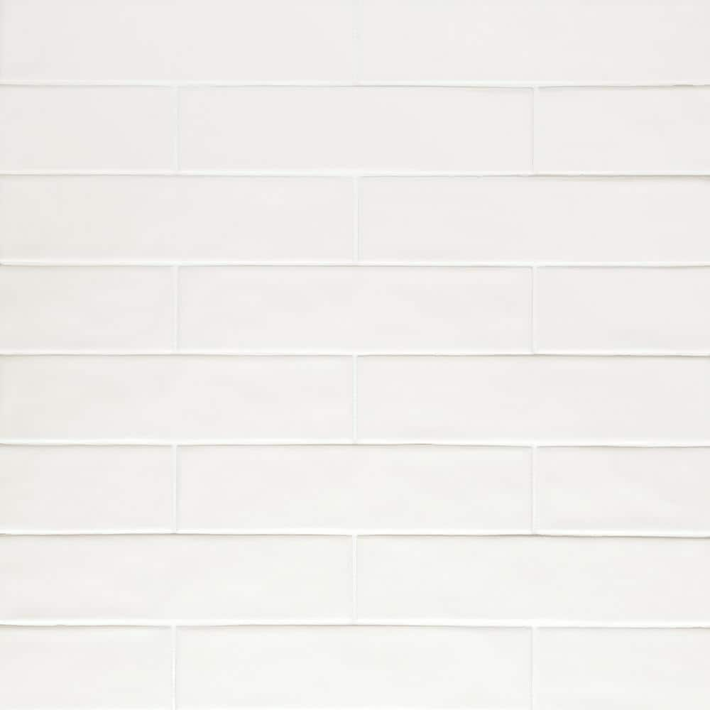 Bedrosians Clara Rectangle 2 in. x 11 in. Matte White Porcelain Floor ...