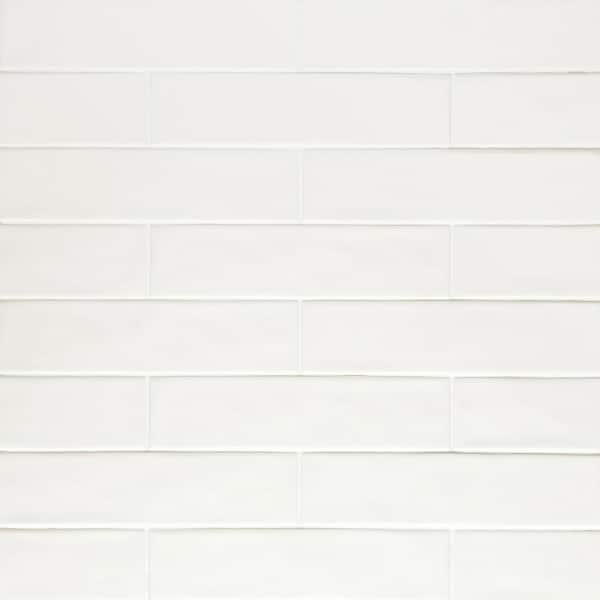 Bedrosians Clara Rectangle 2 in. x 11 in. Matte White Porcelain Floor Tile (6.35 sq. ft./Case)