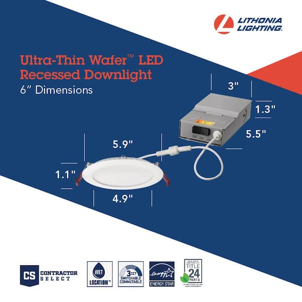 Lithonia Lighting Contractor Select Wafer Series 6 in. 2700K 3000K