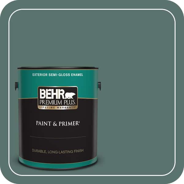BEHR PREMIUM PLUS 1 gal. Home Decorators Collection #HDC-WR16-04 Noble Fir Semi-Gloss Enamel Exterior Paint & Primer