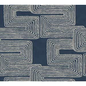 Blue and Silver Zulu Thread Textured Non-Pasted Paper Wallpaper