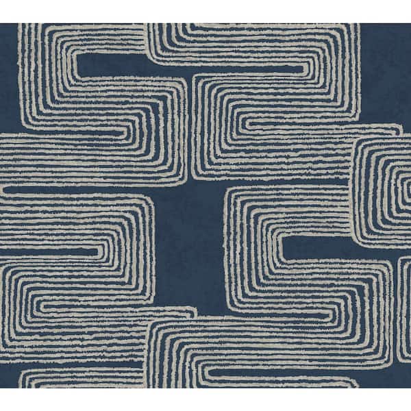 York Wallcoverings Blue and Silver Zulu Thread Textured Non-Pasted Paper Wallpaper