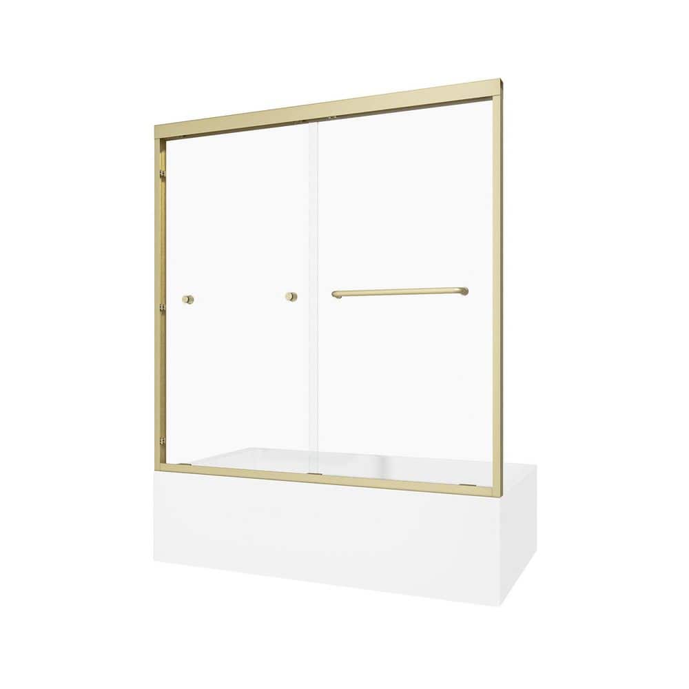 54-60 in. W x 60 in. H Double Bypass Sliding Tub Door in Brushed Gold with Clear Tempered Glass price history on PriceWatchPro
