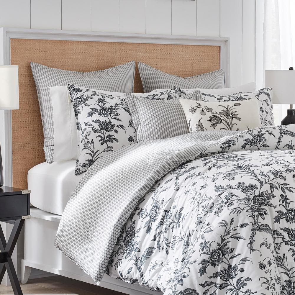 Amberley Black and White Reversible Cotton Full Comforter Set