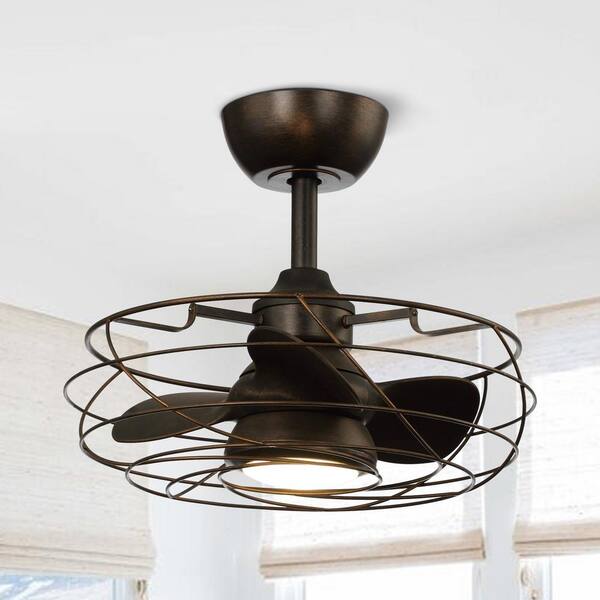 IHOMEadore 18.7 in. lntegrated LED Indoor Bronze Ceiling Fan with ...