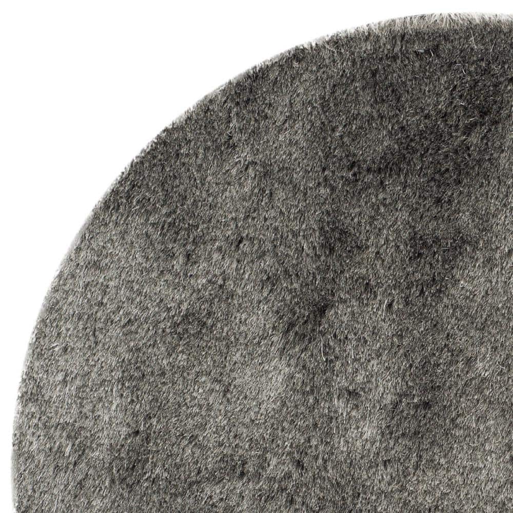 Elegant Silver Shag 9' Round Wool & Synthetic Hand-Tufted Rug