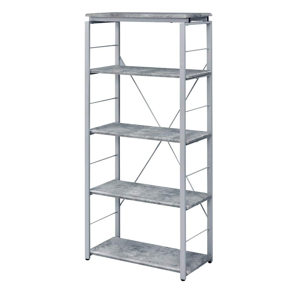 Acme Furniture Jurgen 11 in. W Silver Faux Concrete and 5 Standard ...