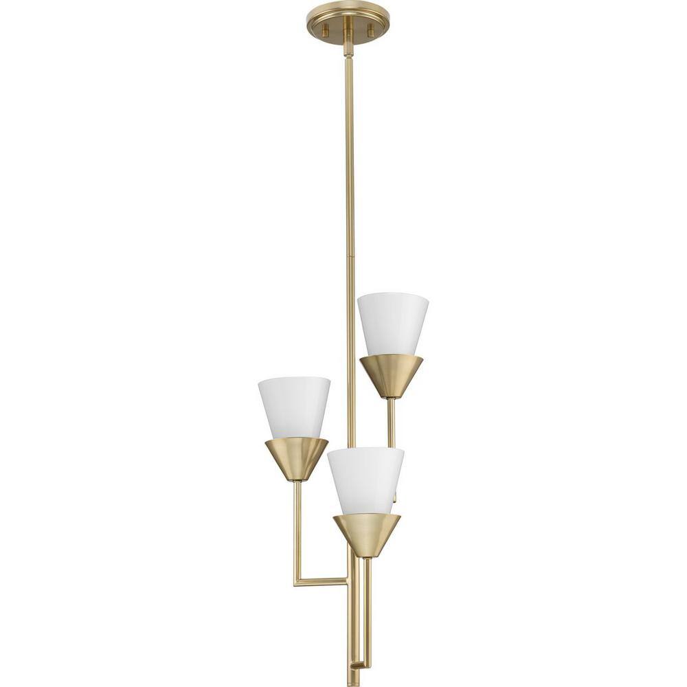 Pinellas Soft Gold 3-Light Pendant with Opal Glass Shades