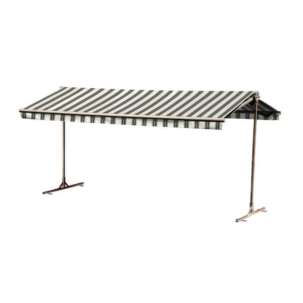 Bali Essentials 12 ft. Oasis Freestanding Motorized Retractable Awning (120 in. Projection) with Remote in River Rock