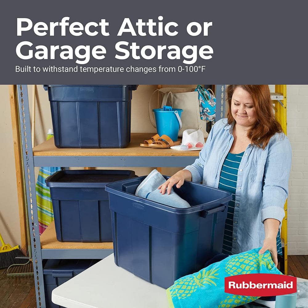 Roughneck 18 Gallon Dark Indigo Plastic Stackable Storage Totes
