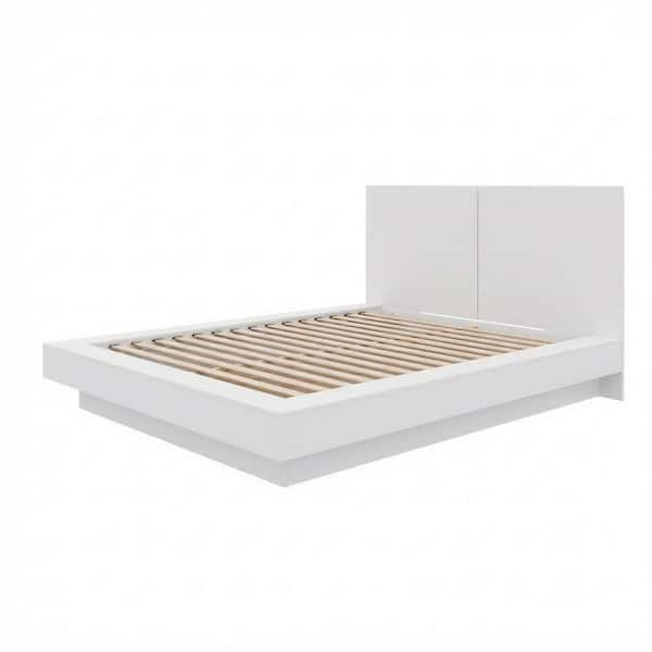 Napa White Wood Frame Queen Size Platform Bed with Headboard