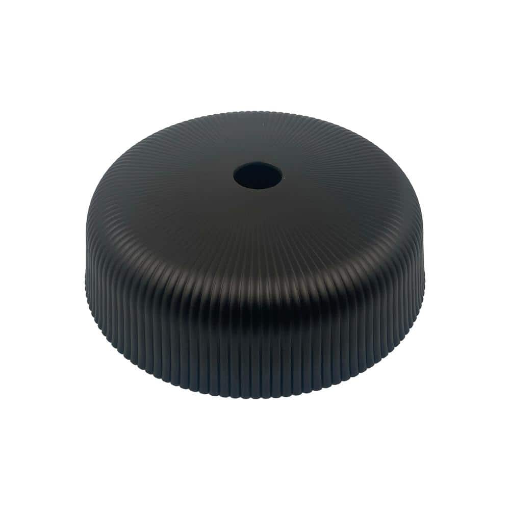 Matte Black Striped Tempered Glass Circular Vessel Sink 16.54"