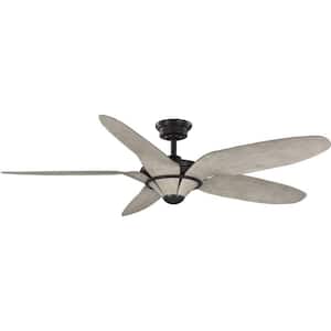 Mesilla 60 in. Indoor 5-Blade Antique Wood/Antique Bronze DC Motor Urban Industrial Ceiling Fan with Remote Control