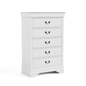 Burkhart White 5-Drawer 31.5 in. Wide Chest of Drawers