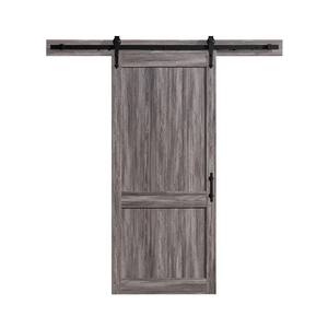 Dorian 36 in. x 84 in. Textured Aged Wood Look Sliding Barn Door with Solid Core and Victorian Soft Close Hardware Kit