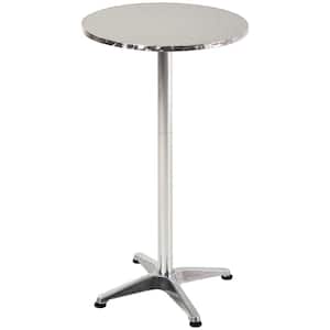 24 in. Metal Bar Height Outdoor Bistro Table with Stainless Steel Top 43.25 in. H