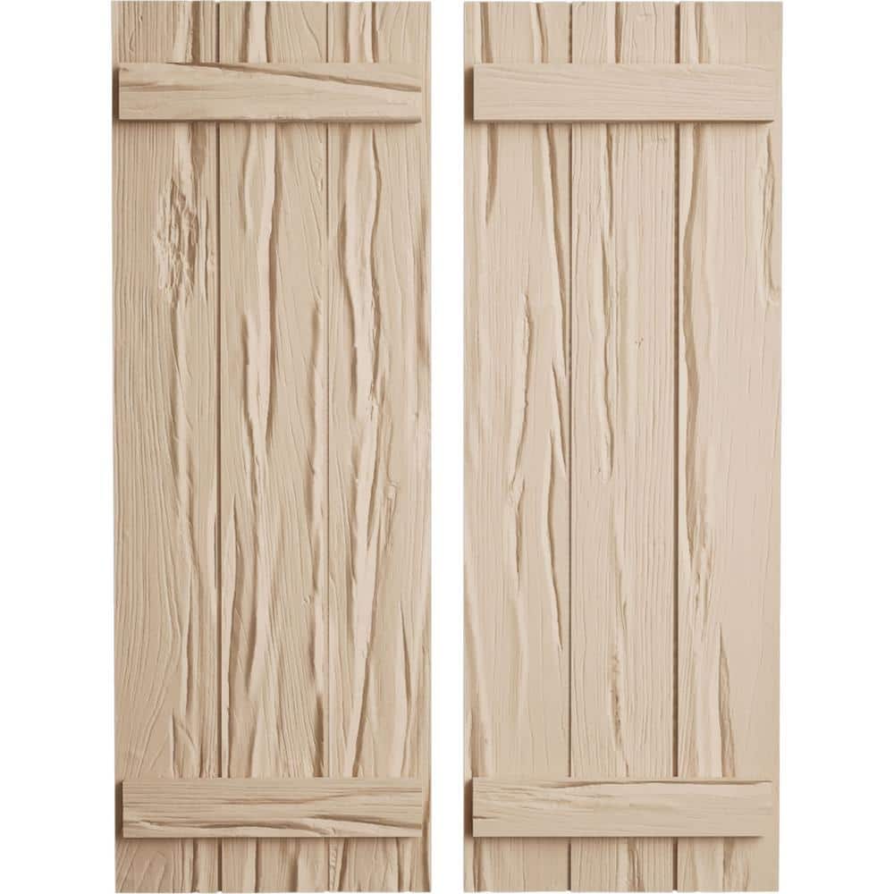 16.5 in. x 46 in. Timberthane Polyurethane 3-Board Joined Board-n-Batten Riverwood Faux Wood Shutters Pair price history on PriceWatchPro