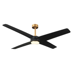 Modern 60 in. Indoor Integrated CCT LED Gold and Black Ceiling Fan with Light, Remote Control and Reviserble DC Motor