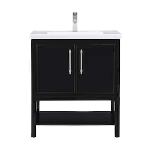 Taylor 30 in. W x 18.5 in. D x 34.5 in. H Bath Vanity in Black with Ceramic Vanity Top in White with White Sink