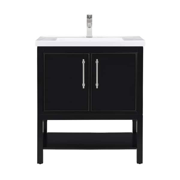 Taylor 30 in. W x 18.5 in. D x 34.5 in. H Bath Vanity in Black with Ceramic Vanity Top in White with White Sink