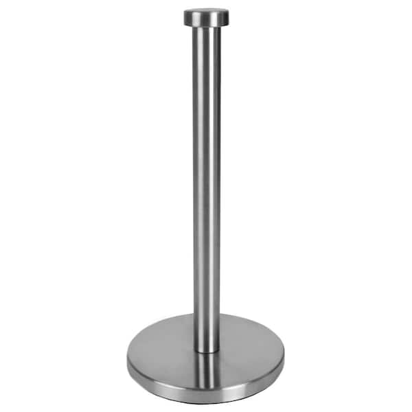 Free-Standing Stainless Steel Paper Towel Holder with Weighted Base, Silver