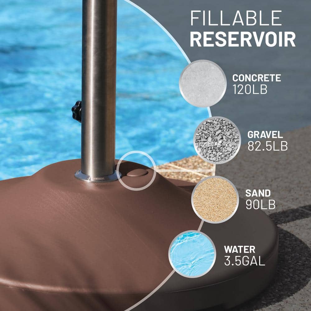 Bronze Heavy-Duty Fillable Umbrella Base with Wheels