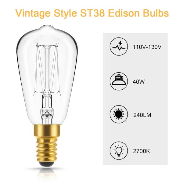 YANSUN ST64 E26 Medium Base 80 Watt Equivalent Vintage LED Edison Filament  Light Bulb in Neutral White (4-Pack) H-FB02005W10E26-4N1 - The Home Depot