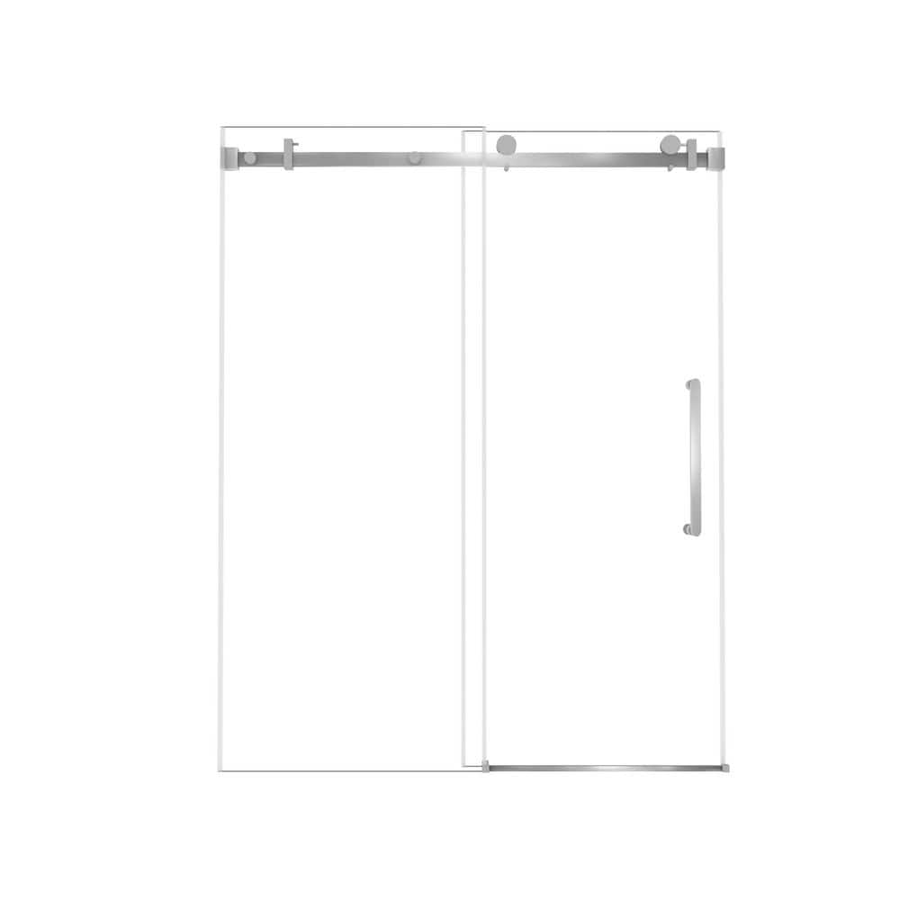 56-60 in. W x 76 in. H Frameless Sliding Shower Door in Brushed Nickel with Clear Glass and Safety Film price history on PriceWatchPro