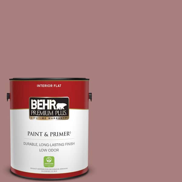 BEHR PREMIUM PLUS 1 gal. #140F-4 Bedford Brown Flat Low Odor Interior Paint & Primer