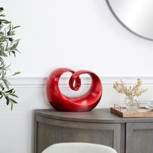 Red Polystone Swirl Abstract Sculpture