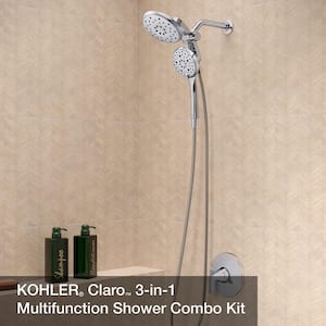Claro 1-Spray Dual Wall-Mount Fixed and Handheld Shower Head 1.75 GPM in Polished Chrome
