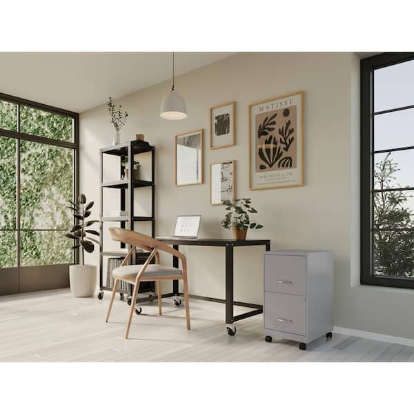 18 in. D 2-Drawer Metal Letter Width 14.25 in. W Mobile Vertical File Cabinet, Arctic Silver
