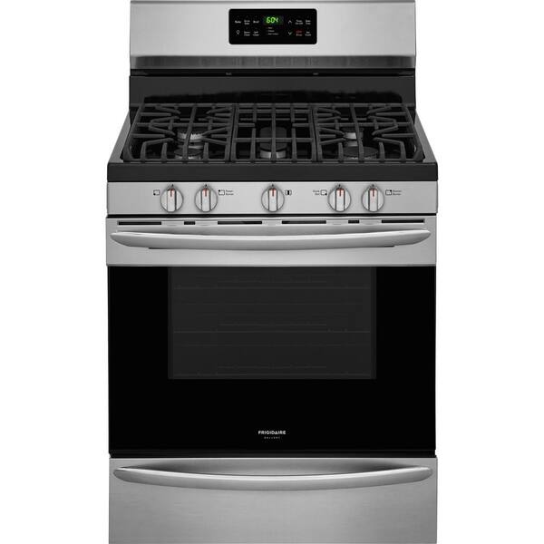 Frigidaire 5.0 cu. ft. Gas Range with Self-Cleaning QuickBake Convection Oven in Smudge-Proof Stainless Steel