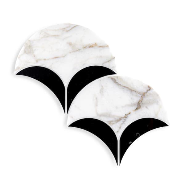 Jeffrey Court Parasol White/Black 8.5in. x 8.625in. Polished Calacatta/Nero Marquina/Marble Wall/Floor Mosaic Tile (5.09 sq. ft./Case)
