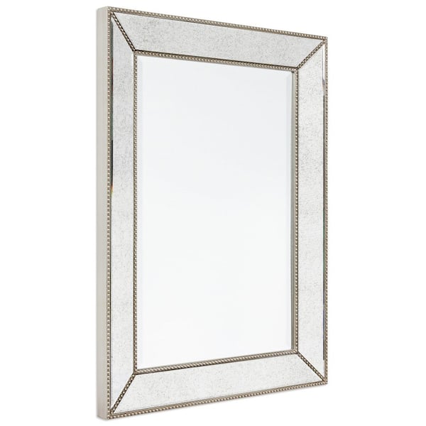 Medium Rectangle Champagne Hooks Classic Mirror (40 in. H x 30 in. W)