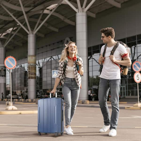 Polibi 20 in. Blue Hardshell Luggage Spinner Suitcase with TSA