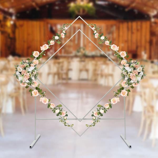 39.37 in. x 29.52 in. Metal Wedding Welcome Sign Arch Stand Arbor