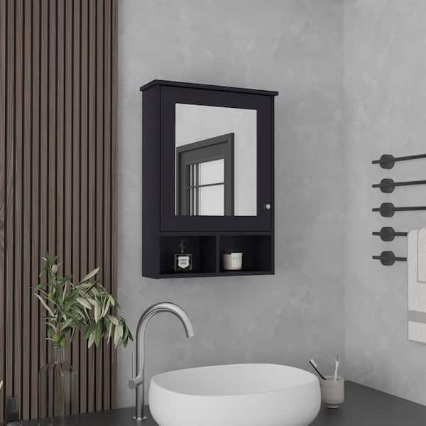 Blisstyle Black 20.9 in W x 29 in. H Farmhose Rectangle Particle Board Framed Mirror Wall Mirror Bathroom Vanity Mirror