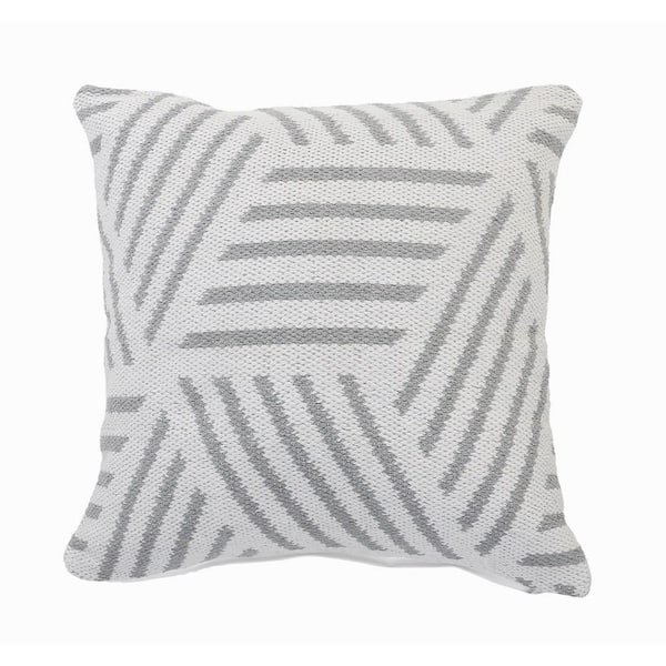 Unbranded Homely Gray / White Abstract Striped Soft Poly-fill 20 in. x 20 in. Indoor Throw Pillow
