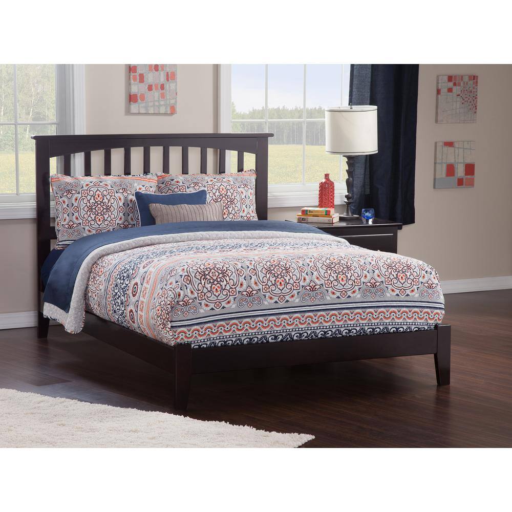 Espresso Mission-Style Full Bed with USB Ports and Wood Headboard