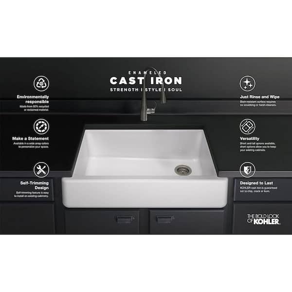 KOHLER River by 33 in. Undermount Single Bowl Dune Cast Iron Kitchen Sink