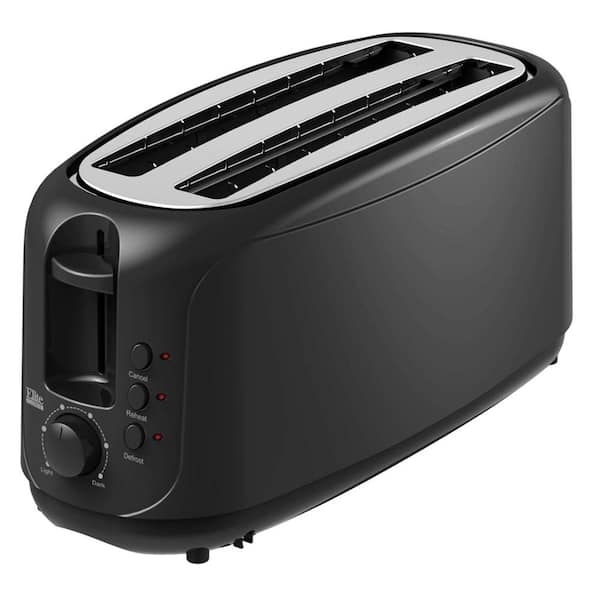 Elite Cuisine Long Slot 4-Slice Toaster in Black