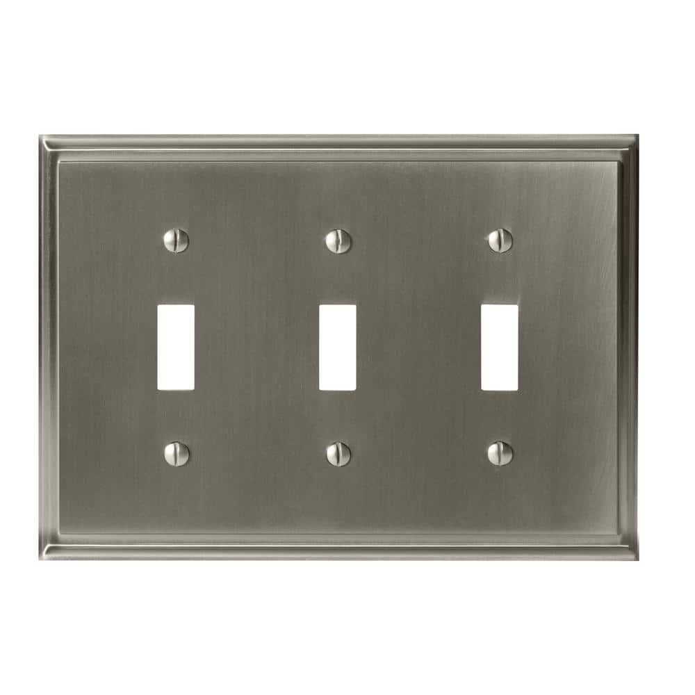 Nickel 3-Gang 3-Toggle Wall Plate (1-Pack)