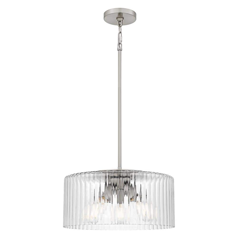 DSI LIGHTING Delphi 3-Light Brushed Nickel Shaded Pendant Light