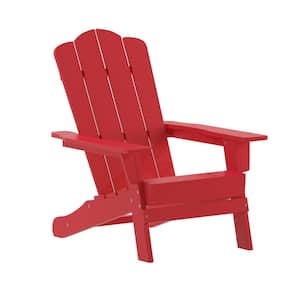 Red Faux Wood Resin Adirondack Chair (Set of 4)