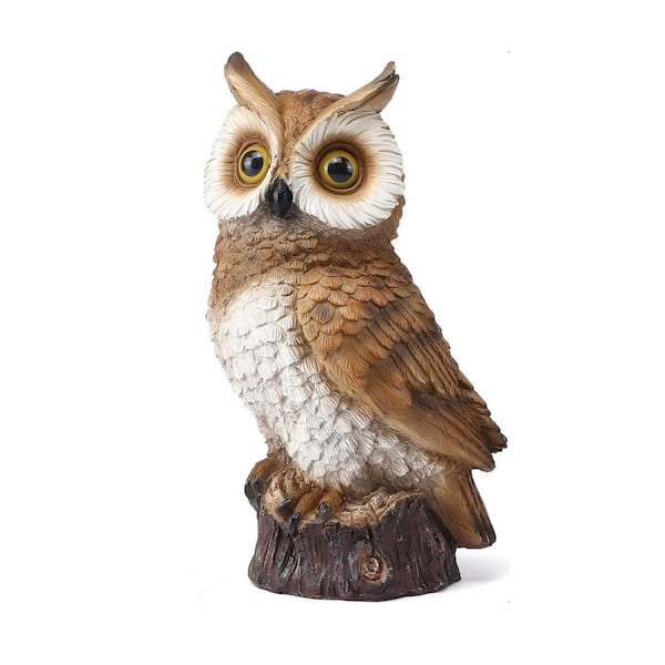Solar White Resin Owl Garden Statues L0CDP2DN6L - The Home Depot