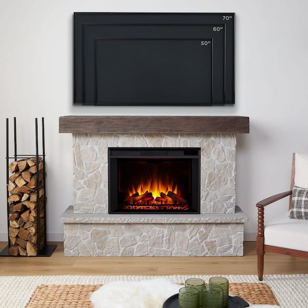 Real Flame Odette 64 in. Freestanding Grand Electric Fireplace in
