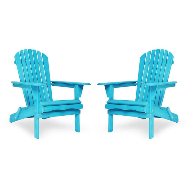 Unbranded Light Blue Wood Outdoor Adirondack Chair Set of 2,Lounge Patio Chair,Folding Adirondack Chair for Garden,Lawn,Backyard