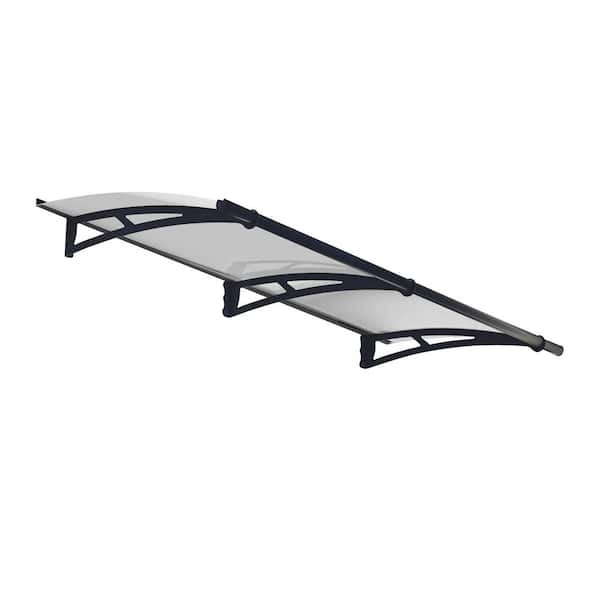 Aquila 3 ft. x 7 ft. Gray/Clear Door and Window Fixed Awning