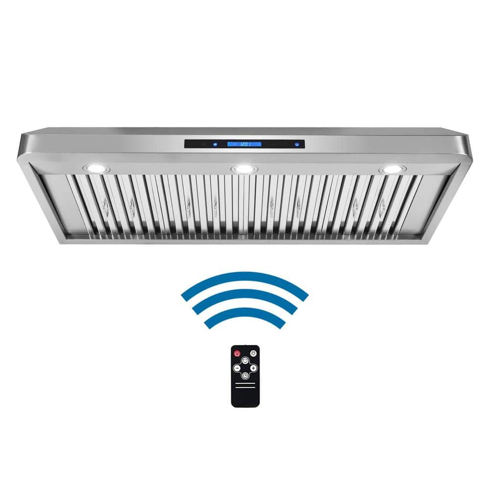 Cosmo 48 in. Ducted Under Cabinet Range Hood in Stainless Steel with Touchscreen, LED Lighting and Remote Control, Silver